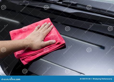 Car Polishing Series : Worker Waxing Blacke Car Stock Photo - Image of ...