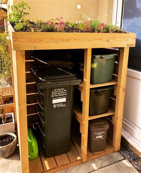 Wheelie Bin & Recycling Store With Green Roof Planter - Etsy ...