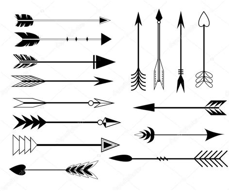 Arrow Clip art Set in Vector on White Background. Hand drawn vintage ...