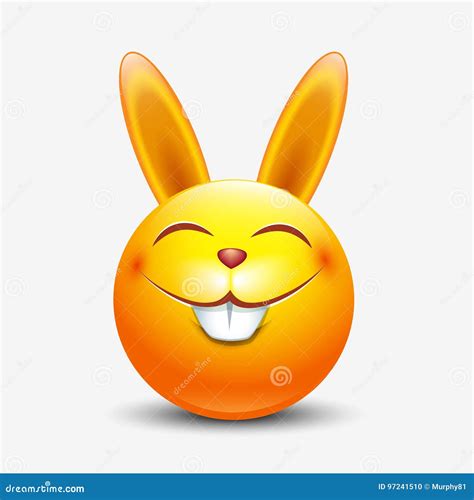 Cute Easter Bunny Emoticon, Emoji - Vector Illustration Stock Vector ...