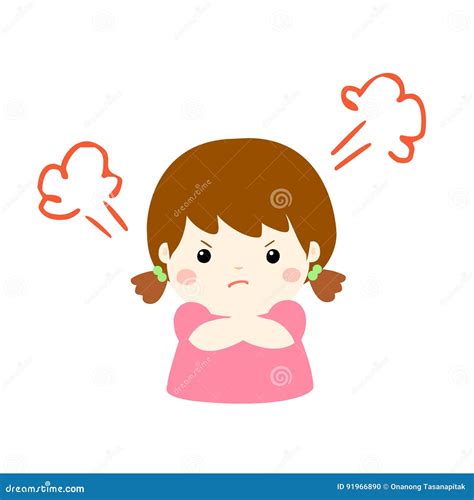 Cute Cartoon Angry Girl Character . Stock Vector - Illustration of ...