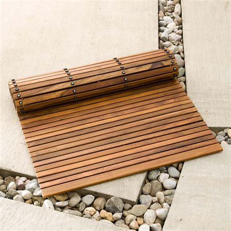 Flexible Teak Roll-Out Bath Mat | The Green Head