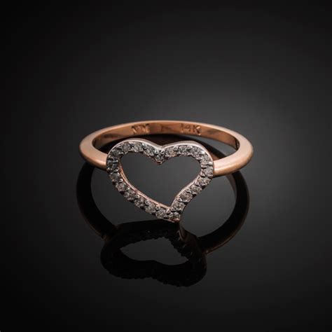 Rose Gold Diamond Heart Ring