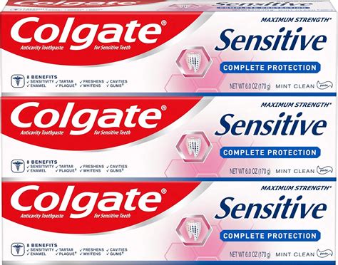 Colgate Sensitive Toothpaste, Complete Protection, Mint - 6 Ounce (Pack ...