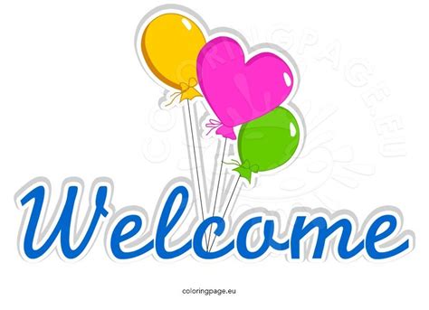 Colorful Welcome word with balloons – Coloring Page