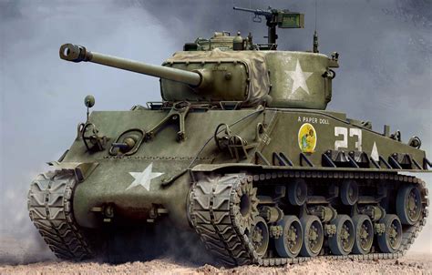 Wallpaper USA, Sherman, Sherman, the main American medium tank, M4A3E8 ...