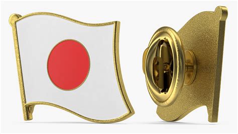 Japan flag lapel pin model - TurboSquid 1644876