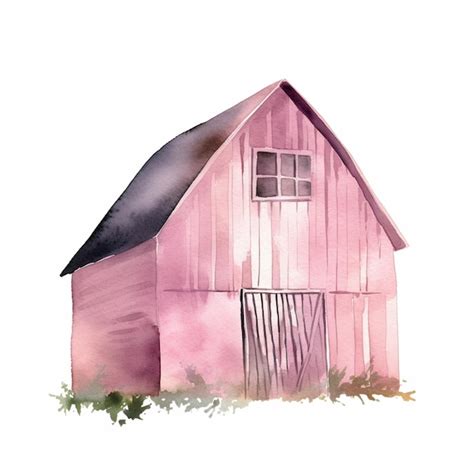 Premium AI Image | A pink barn with a gate in the middle.