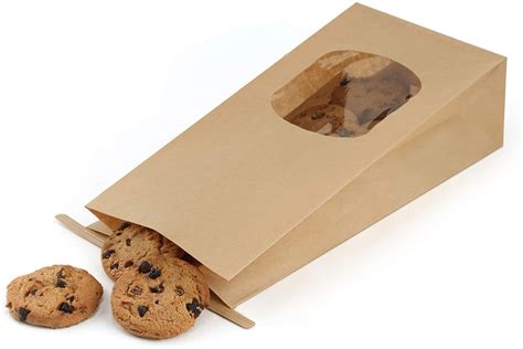 Bakery with Window Kraft Paper Brown Window Cookie Bags M - QINGDAO ...