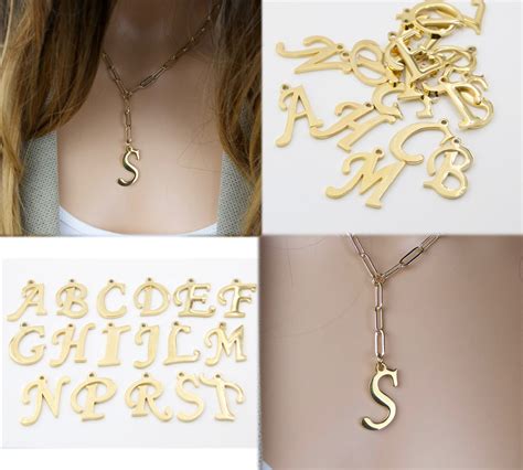 Letter Necklace Y Necklace Gold Initial Necklace Large Link - Etsy