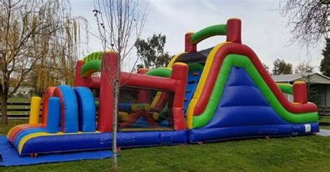 40ft Rainbow Obstacle Course 15ft High Slide