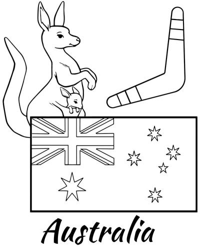 Educational coloring sheet Australia flag