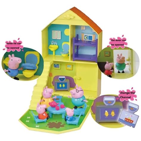 Genuine Peppa Pig Family house red car school bus swing slide Plush Toy ...