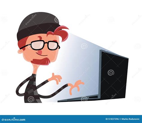 Hacker Typing on a Computer Illustration Cartoon Character Stock ...