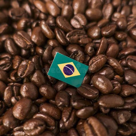 A Brazil, Brasil Flag Placed Over Roasted Coffee Beans Stock Photo ...