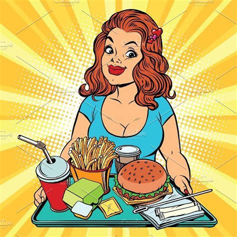 woman and a fast food lunch | Pop art, Retro comic book, Pop art drawing