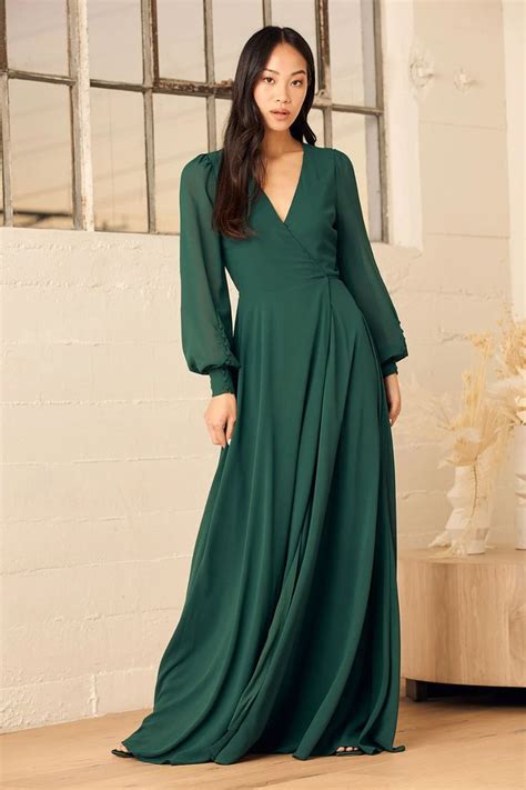 My Whole Heart Emerald Green Long Sleeve Wrap Dress | Long sleeve ...