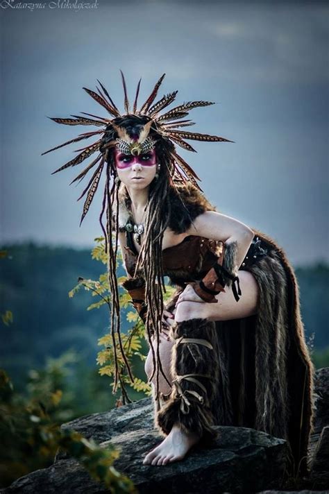 Feather Costume Headdress Burning Man Shamanic Warrior Barbarian Savage ...