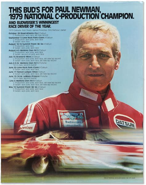 Paul Newman Budweiser Racing Poster