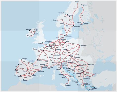 European Railway Map | Eurail map, Eurorail, Interrail map