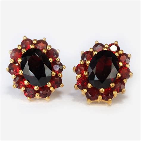 14k Garnet Earrings, Garnet Earrings, Garnet Stud Earrings, Garnet ...