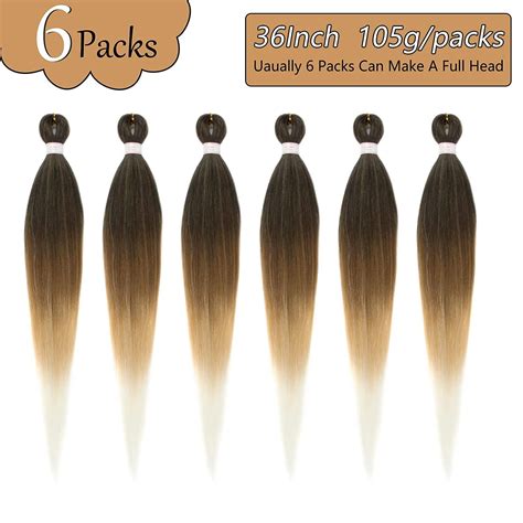 36 Inch Pre-Stretched Braiding Hair 6 Packs - Professional Yaki Texture ...