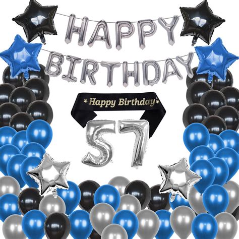 57th Birthday Decorations Birthday Party Supplies Blue and | Etsy