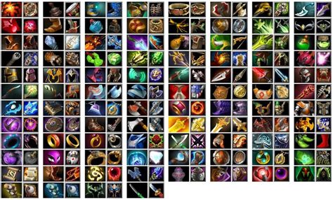 Dota 2 List of items, they all have a similar style yo each other ...