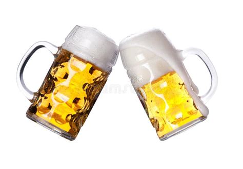 Pair of Beer Glasses Making a Toast Stock Photo - Image of glass ...