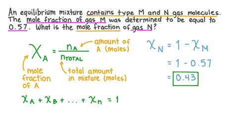 Question Video: Determining the Mole Fraction of a Gas Given the Mole ...