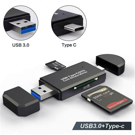 SD Card Reader, Micro SD/TF Compact Flash Card Reader with 3 in 1 USB ...