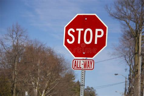 All-way Stop Sign on a Metal Pole Stock Image - Image of bolt, symbol ...