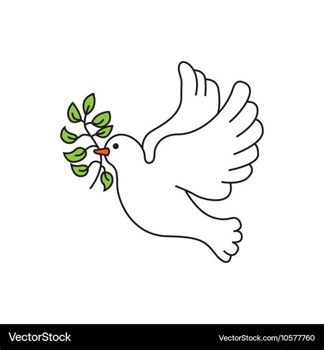 Peace dove with olive branch Royalty Free Vector Image