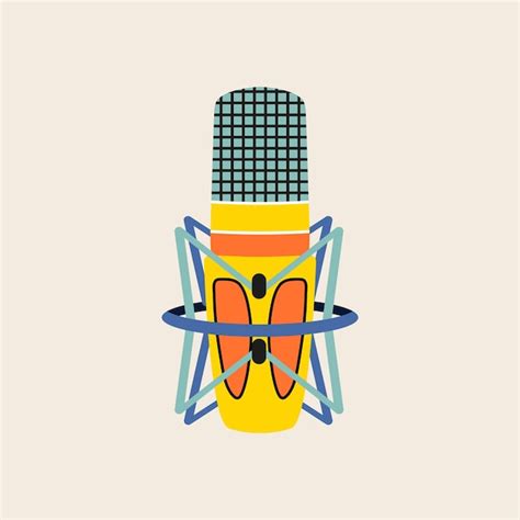 Premium Vector | Studio microphone clip art hand drawn illustration of ...