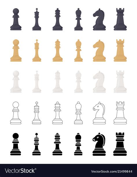 Chess game pieces icons set Royalty Free Vector Image