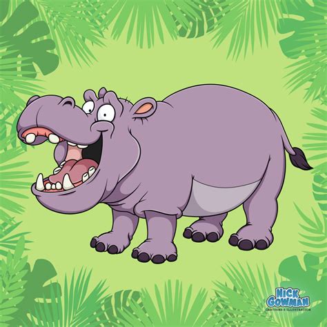 Cartoon Hippo | Cute cartoon Hippopotamus character