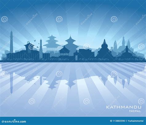 Kathmandu Nepal City Skyline Silhouette Vector Illustration ...