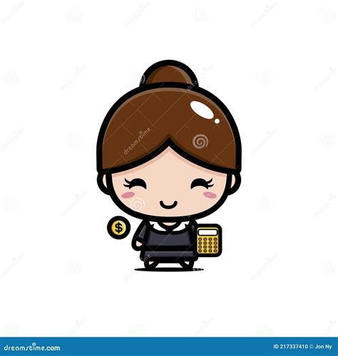 Cute Girl Cartoon Character Becomes an Accountant Worker Holding a ...