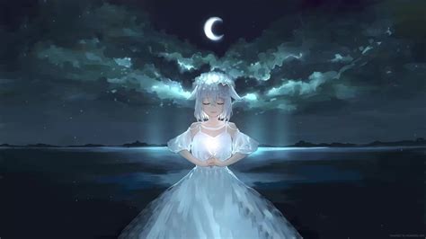 Anime Girl Under The Moonlight Live Wallpaper - MoeWalls