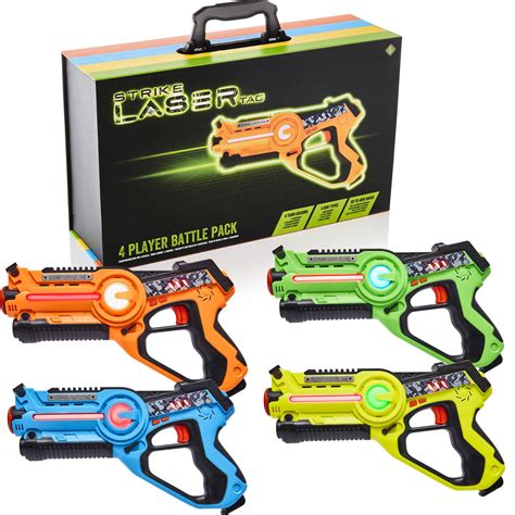 Strike Laser Tag Guns Set - 4 Multi-Player Pack & Deluxe Carry Case ...