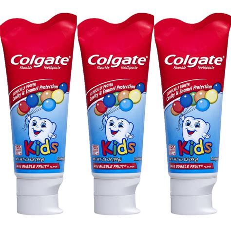 Colgate Kids Mild Bubble Fruit Flavor Toothpaste, 3.5oz each, 3 Pack ...