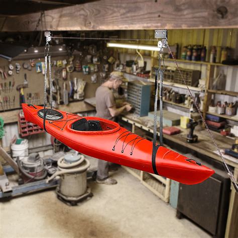 Great Working Tools Hanging Kayak Canoe Hoist Lift, 2 Pulley System ...