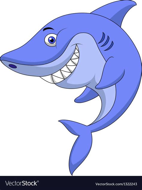 Cute shark cartoon vector image on VectorStock | Shark drawing, Cartoon ...