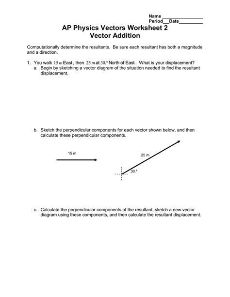 Vector Addition Worksheet With Answers - Wordworksheet.com