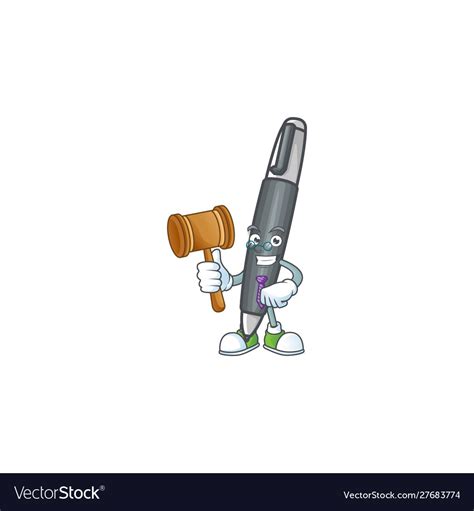 Judge black ballpoint cartoon character Royalty Free Vector