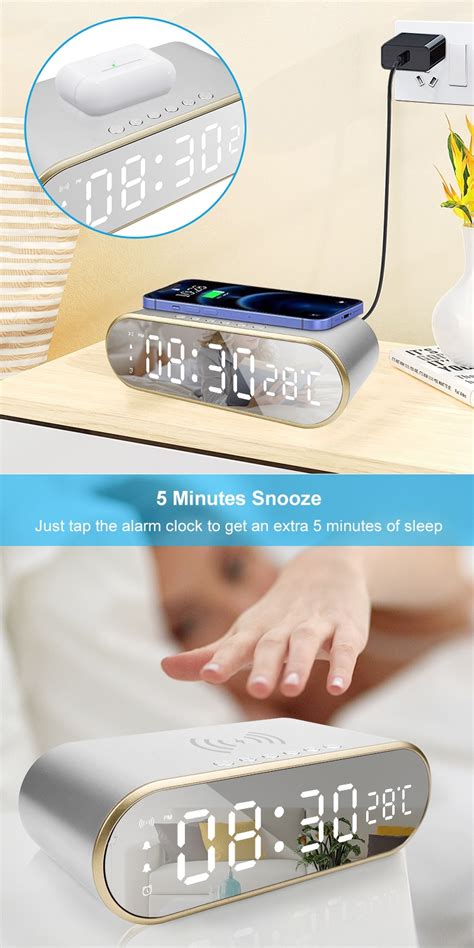 New Modern Smart Best Wireless Charging LED Alarm Table Clock 15W 3 in ...