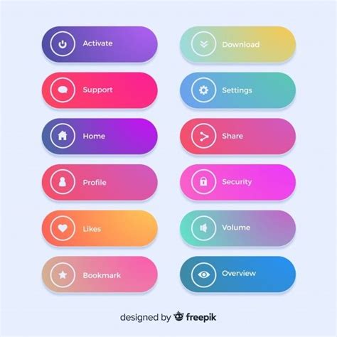 Modern Web Buttons In Gradient Style | Gradient color design, App ...