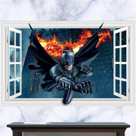 Removable 3d batman sticker for kids rooms adhesive baby bedroom wall ...