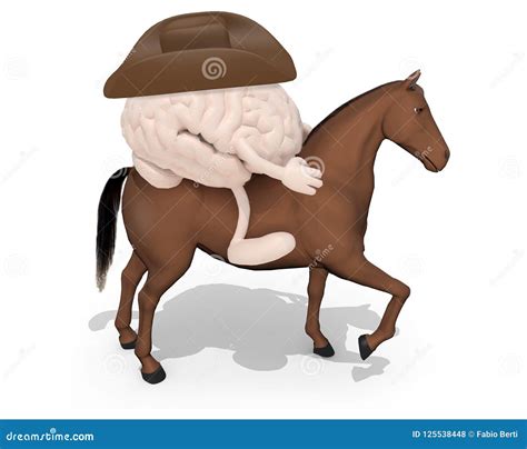 Horse with Human Brain Above Him Stock Illustration - Illustration of ...