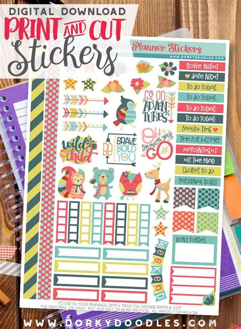 Colorful Animal Print and Cut Planner Stickers – Dorky Doodles